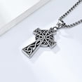 thumbnail image 4 of Celtic Cross Necklace for Men Women, Stainless Steel Irish Knot Cross Pendant, Vintage Celtic Knot Amulet Jewelry Gift, Silver, 4 of 6