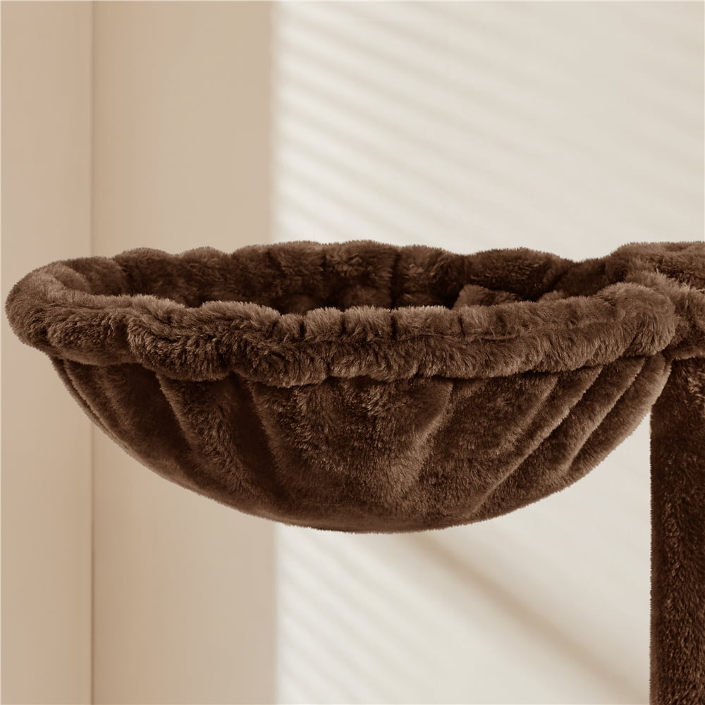Yaheetech 53.6'' H Multilevel Cat Tree with Ladder, Condo, and Basket, Brown