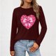 thumbnail image 1 of TaTaai Casual Comfy Women's Valentine Heart Print Long-Sleeve Blouse, Valentine's Day Daily Party Top, Round-Neck Multi-Season Tee Gift, 1 of 5