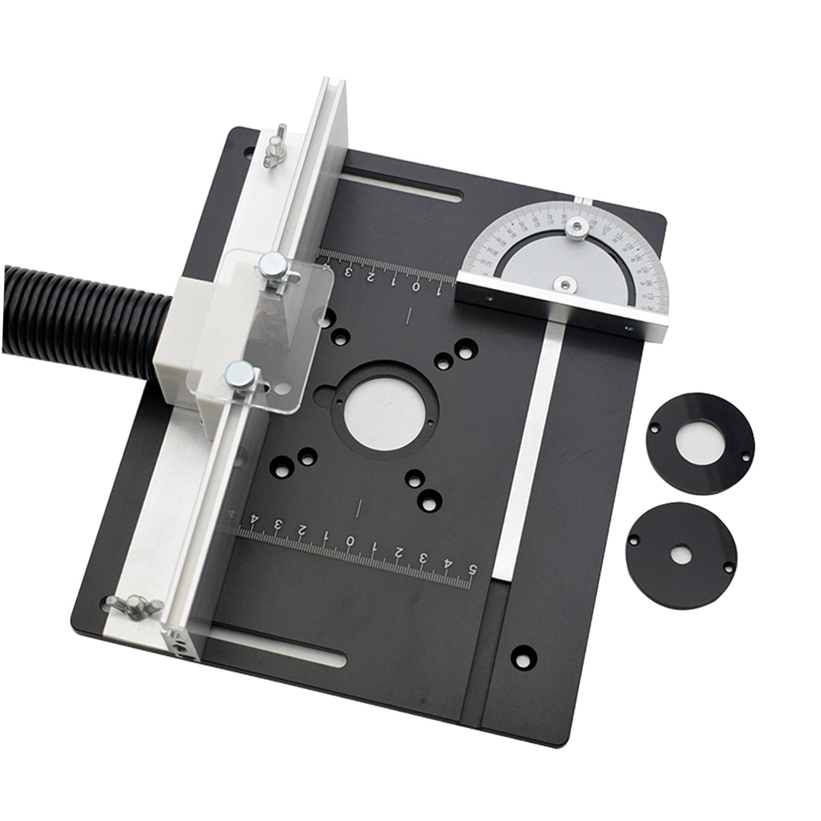 Router Table Insert Plate Wood Router Plate Auxiliary Tool Benches Multifunction Aluminum Router Insert Plate for Milling Engraving A with Backer Ruler