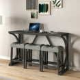 thumbnail image 2 of Industrial Bar Table Set w/ Power Outlet - Grey & Black, 4-Piece Dining Set for Kitchen/Living Room. Solid Wood, MDF, 59" Table. Includes 3 Stools., 2 of 20