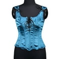 thumbnail image 2 of Kilaqueen Women's Renaissance Vintage Corset Bustier Chic Wave Hem Lace Up Tie Front Overbust Bodice Bodyshaper Tops Halloween Costumes, 2 of 6