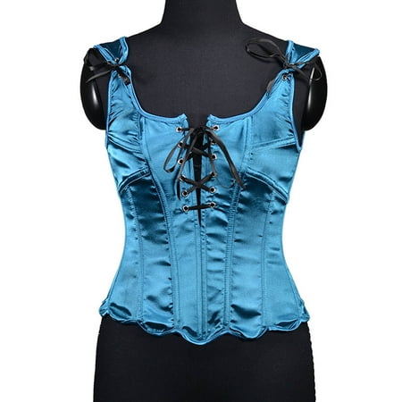 Corset Lingerie for Women Fashion Women Style Solid Color Backless Ribbon Waist Camisole Shapewear Tops Light Blue xxl