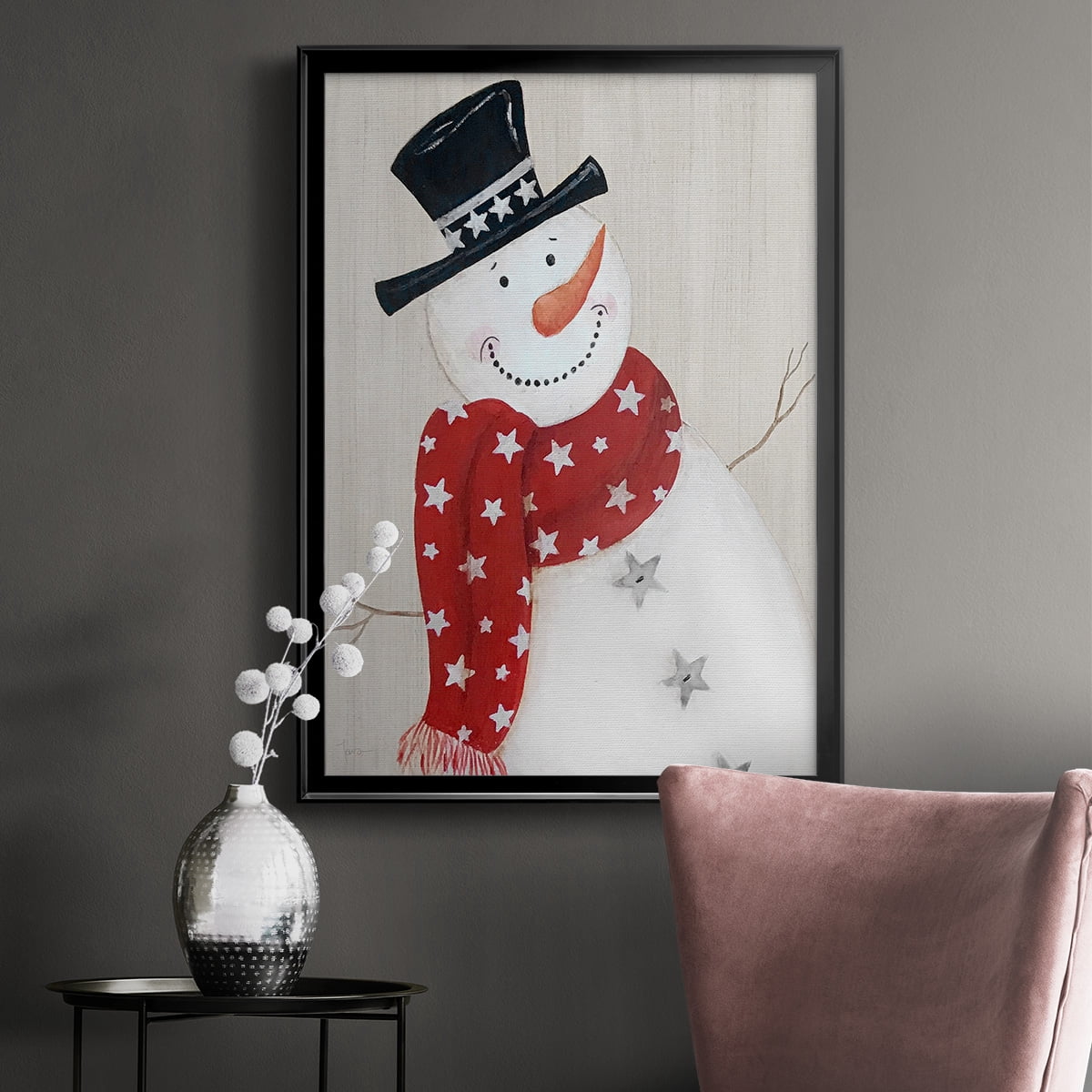 Festive Snowman I Premium Classic Framed Print - Ready to Hang