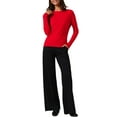 thumbnail image 2 of INSPIRE CHIC Women's Boat Neck Long Sleeve Sweaters Casual Knit Pullover Tops S Red, 2 of 6