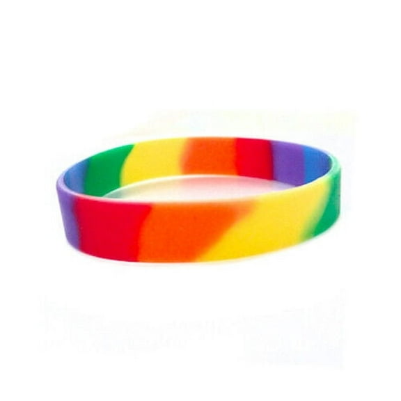Rainbow Dip Silicone Bracelet Wristlet LGBT Wristband - Lesbian Gay Pride Flag