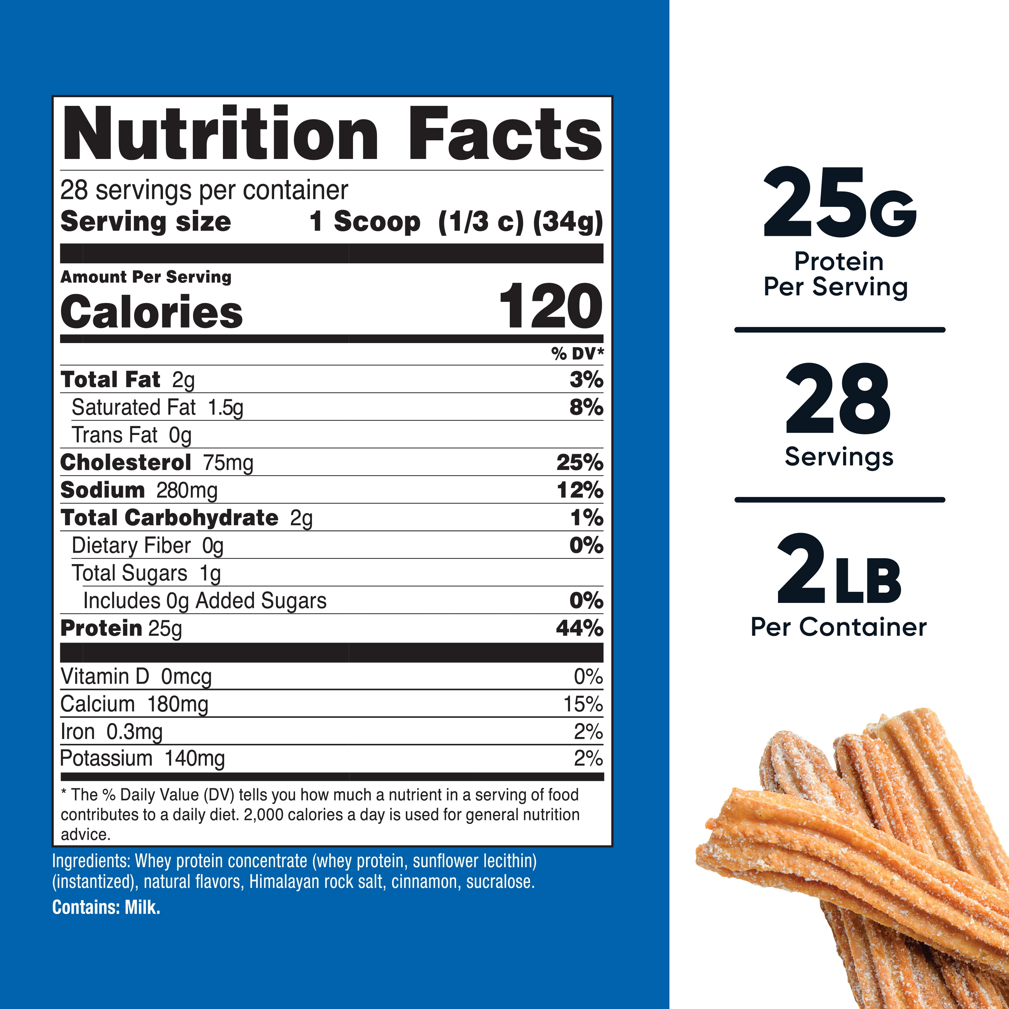 Nutricost Whey Protein Concentrate Powder 2 lb Churro Flavored - Non-GMO, Gluten-Free