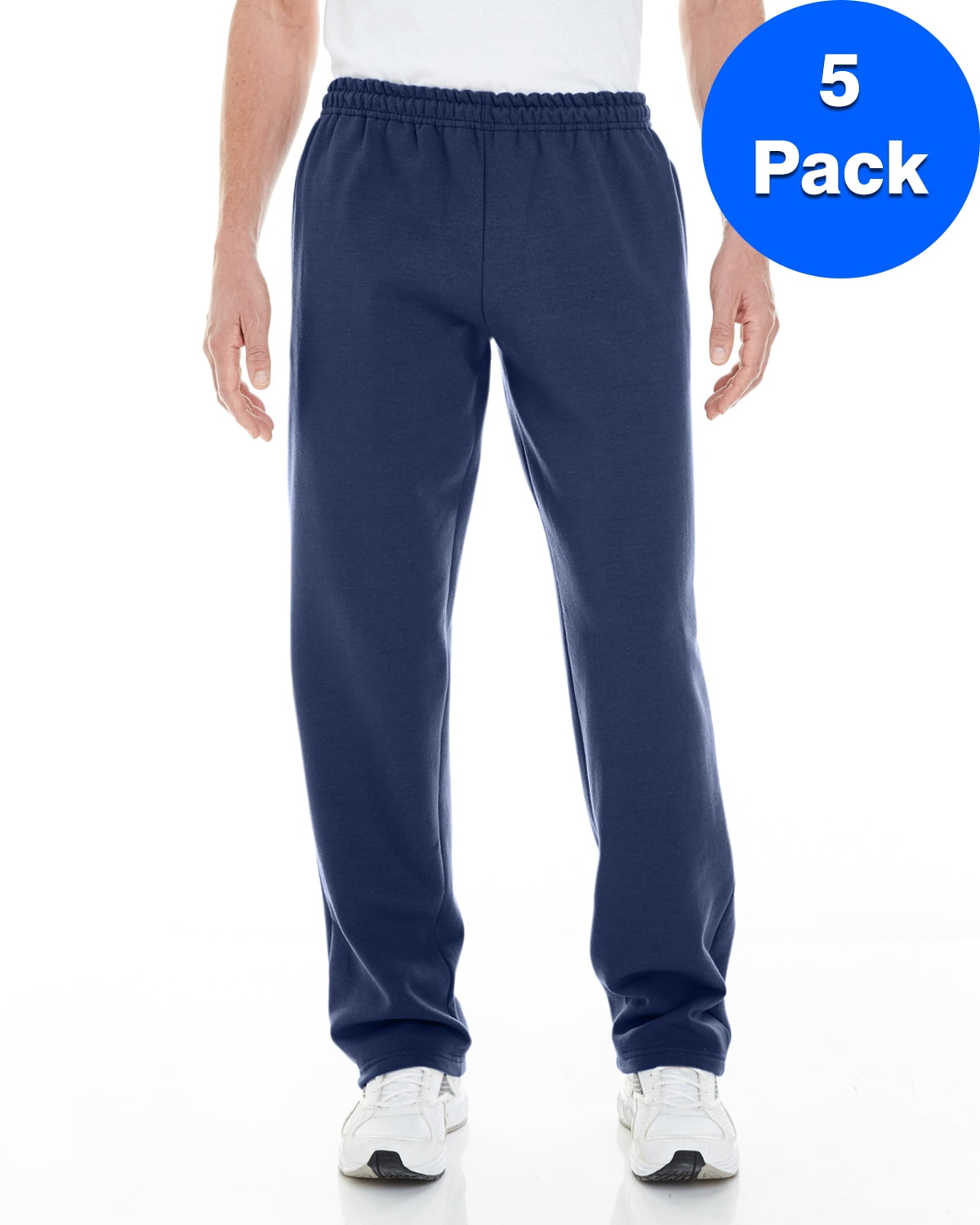 Mens 8 oz. Open-Bottom Sweatpants with Pockets 5 Pack - Walmart.com