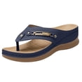 thumbnail image 3 of RotHome Womens Wedge Sandals Dressy Summer Sandals for Women Comfortable Slip On Buckle Strap Flip Flops Waterproof Leather Beach Shoes, 3 of 5