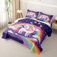 thumbnail image 3 of Metsweet Kawaii Magical Horse Quilt King, Starry Sky Rainbow King Coverlet Set, 3 of 7