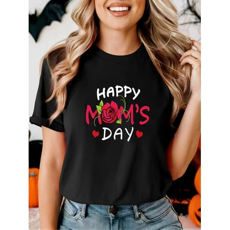 Women's Floral Rose Happy Mom's Day Graphic T-Shirt