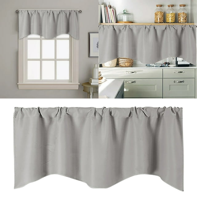 uhnmki Door Curtain Kitchen Shading Window Curtain Solid Color Pocket Fan Shaped Curtain Short Curtain 52 X 18 Inches