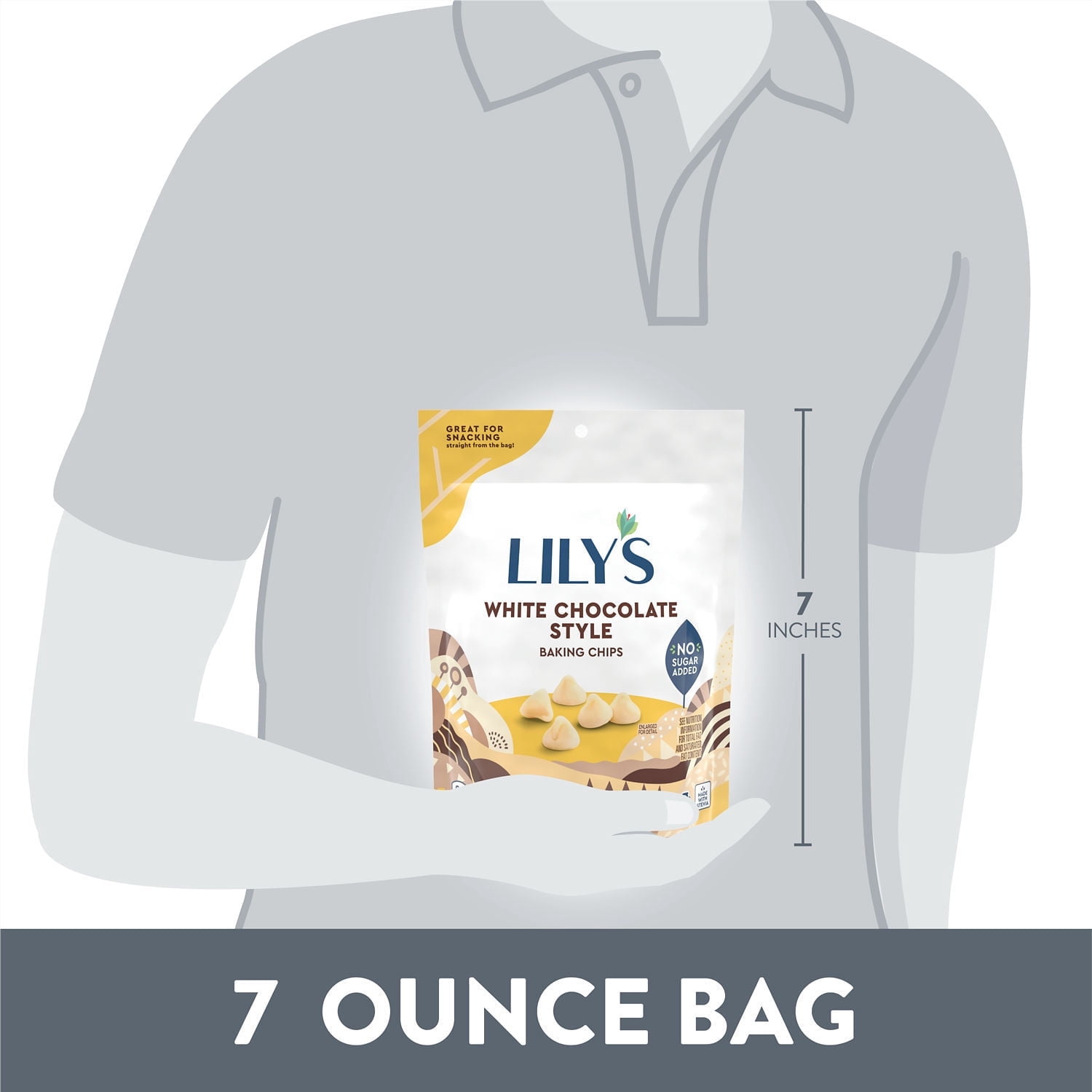 Lily's White Chocolate Style No Added Sugar Baking Chips, Bag 7 oz pack of 2