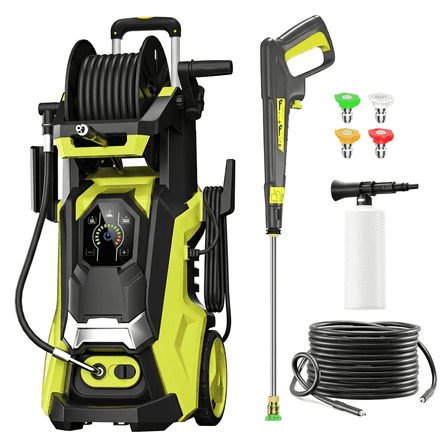 Electric Pressure Washer 5000PSI-Max 3.6GPM Power Washer Touch Screen Adjustable Pressure,4 Nozzles and 500ml Foam Cannon Power Washer Cleaning for Patio
