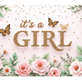 thumbnail image 4 of Pink Floral It's a Girl Banner Butterfly Theme Flower Design for Baby Shower Girls Party Gender Reveal Celebration, 4 of 8
