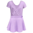 thumbnail image 2 of Girls Ballet Leotards with Removable Skirt Short Sleeve Ballet Dance Dress Outfit Kids Gymnastics Costume, 2 of 6