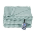 thumbnail image 2 of SUNNY HEAT Heated Electric Blanket Ribbed Flannel 72"x84" Full Size - 10 Heating Settings & 2/4/6/8/10/12 Hours Auto off, Thick and Warm Washable - Mint Green, 2 of 7