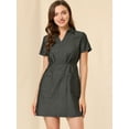 thumbnail image 2 of INSPIRE CHIC Robe-Chemise Trapèze Unie en Chambray pour Femme à Col Rabattu avec Poches, 2 of 6