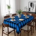 thumbnail image 6 of Black Blue Plaid Table Cloth Waterproof Tablecloths, Country Buffalo Checked Gingham Tablecloth Dining Table Cover for Kitchen Party Tabletop Outdoor, Rectangle Tablecloth 60x84 Inch, 6 of 9