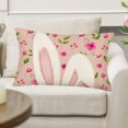 thumbnail image 3 of Happy Easter Rabbit Pillow Covers 12x20 Inch Flower Leaves Pink Bunny Ears Spring Farmhouse Decorative Throw Pillow Cases Lovely Animals Rabbit Cushion Cover for Couch, 3 of 6