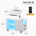 thumbnail image 3 of Nightstand Set of 2 with Wireless Charging Station and Auto Senor,RGB Bedside Table with 360° Adjustable Rotary Table,Night Stand with Open Shelves,Drawers,5 Wheels（White）, 3 of 9