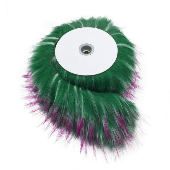 Furryvalley Faux Fur Trim Fur Ribbon Craft Furry Stripe for Slippers Slides Fringe 2 Yards (Spotted Green)