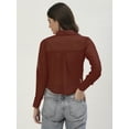 thumbnail image 3 of DressBerry Women's Solid Poly Georgette Full Sleeves Collared Neck Top Buttoned Closure High Low Hem Casual&nbsp;Summer Wear Waist Length Regular Shirt, 3 of 7