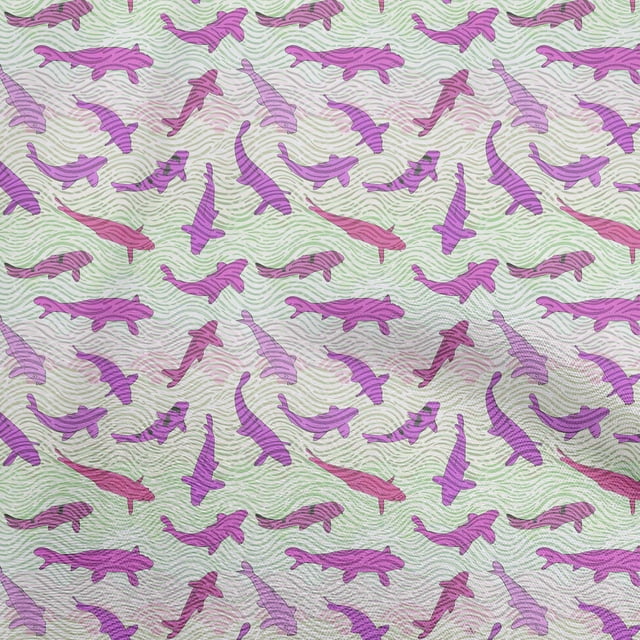 oneOone Rayon Fuschia Pink Fabric Asian Japanese Koi Fish With Wave Sewing Craft Projects Fabric Prints By Yard 56 Inch Wide
