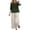 Army Green, variant on Floral Embroidered Cotton Linen Set for Women, V-Neck 3/4 Sleeve Blouse with Drawstring Wide Leg Pants - Boho Summer Casual Co-ord Outfit Light Blue XL