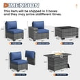 thumbnail image 6 of UDPATIO Patio Furniture Set with Fire Pit Table, Outdoor Patio Sofa Set With Wide Armrest, All-Weather Wicker Rattan Guest Set With Cushion And Glass Table And Waterproof Cover, Grey&Navy Blue, 6 of 8