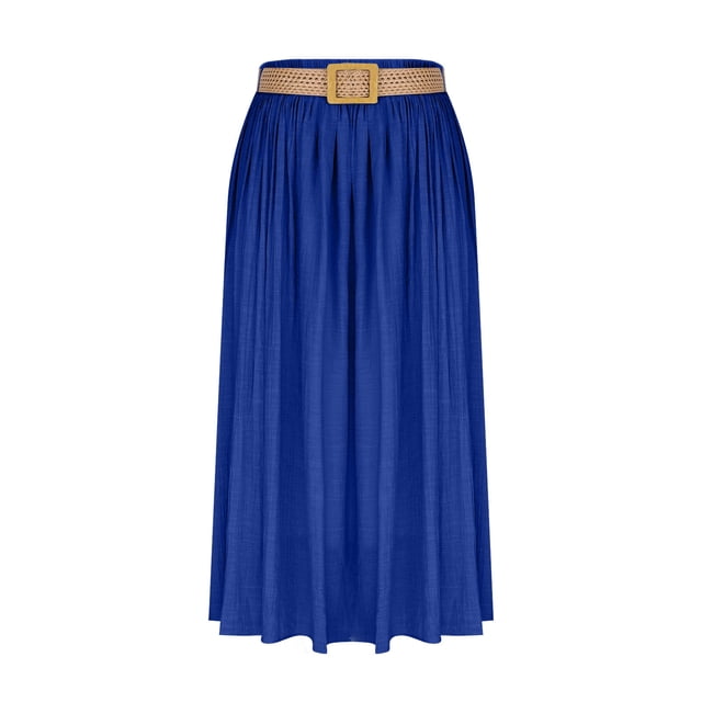 Jupes à Taille Élastique pour Femmes Jupe Décontractée Évasée Longueur Cheville en Polyester Longueur Régulière 1 Pce