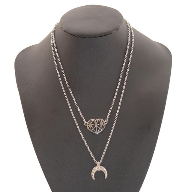 Collar de Múltiples Capas Yinane Gargantilla de Doble Capa Plata