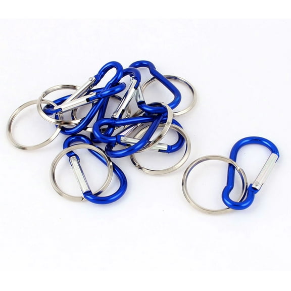 Camping Spring Ring Carabiner Clip Hook Keychain Keyring Key Carrier 8pcs Blue