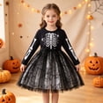 thumbnail image 6 of for Kids Skeleton Long Sleeve Tutu Tulle Dresses Dress up Clothes Girl Halloween 6-7 Years, 6 of 8