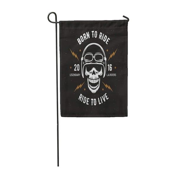 SIDONKU Vintage Motorcycle Graphics Born to Ride Live Biker Emblem Garden Flag Decorative Flag House Banner 12x18 inch