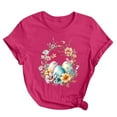 thumbnail image 3 of VBTAPA Women's Cute Easter Shirts Funny Bunny Eggs Print Short Sleeve T-Shirt Casual Loose Blouse Tops on Sale Hot Pink M, 3 of 4