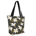 thumbnail image 2 of KLL Tote Bag for Women Lilies Flowers Print Shopping Grocery Reusable Bags for Office School Shopping Travel, 2 of 6