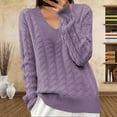 thumbnail image 2 of GigrtiJin Women's V-Neck Knitted Sweater Long Sleeve Casual Solid Color Sweater Blouse Warm Comfy Pullover Tops, 2 of 6