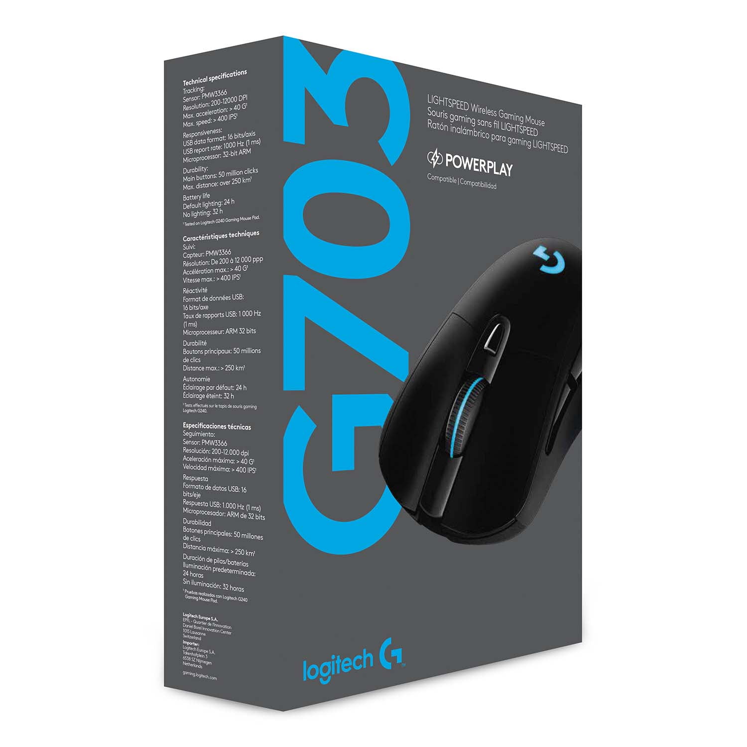 vil beslutte buket Pygmalion Logitech G703 LIGHTSPEED Wireless Gaming Mouse with HERO Sensor, Black -  Walmart.com
