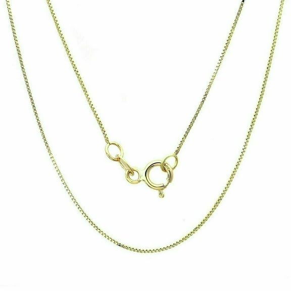 RM 14k Yellow Gold Box Chain Necklace 1MM Pure 14 Karat Gold Necklace, 16''-30’' Men Women Unisex Teens 14k Box Chain Necklace 22''