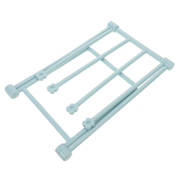 EeaseMX Ratch de colgantes de toallas plegables rejillas de tela vertical para baño para el baño de cocina (azul claro)