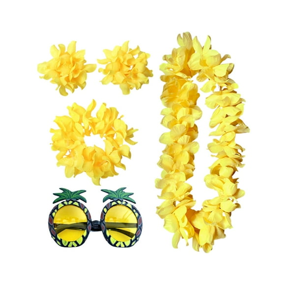 ziyahi Hawaiian Necklace Costume Set Beach Womens Headband Multicolor Fancy Dress Decor Dress Yellow L