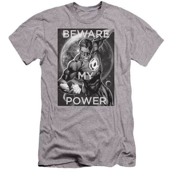 DC Comics Power Premium Canvas Adult Slim Fit 30/1 T-Shirt Athletic Heather