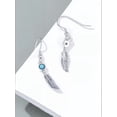 thumbnail image 3 of CACA LADY Feather Earrings 925 Sterling Silver Feather Turquoise Dangle Earrings Turquoise Vintage Earrings Western Jewelry Gifts for Women, 3 of 5