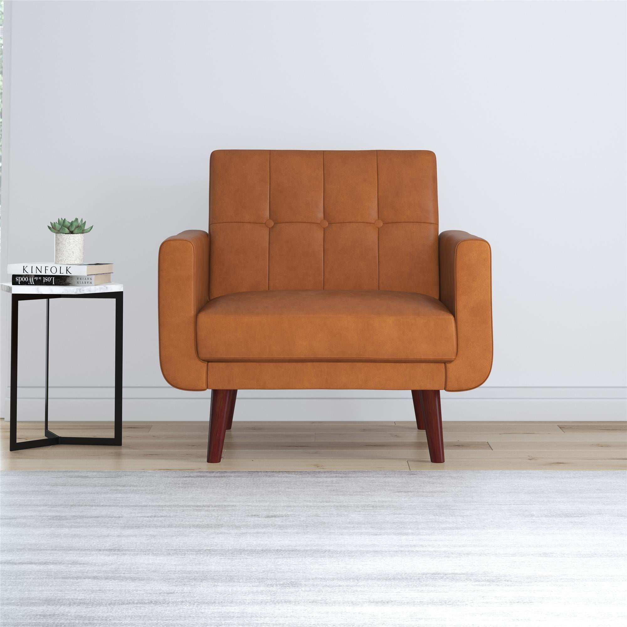 Better Homes Gardens Nola Modern Chair with Arms Camel Faux