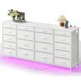 thumbnail image 6 of EnHomee 18 Drawers White Dresser with LED Lights & Power Outlets Long Dresser for 65" TV Stand for Living Room Large Fabric Dressers & Chests of Drawers for Bedroom, 6 of 9