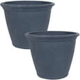 thumbnail image 3 of Sunnydaze Anjelica 24" x 24" x 20" Round Slate Polyresin Outdoor Planter Pot 2-Count, 3 of 13