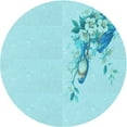 thumbnail image 1 of Ahgly Company Machine Washable Indoor Round Transitional Blue Diamond Blue Area Rugs, 5' Round, 1 of 7