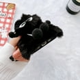 thumbnail image 6 of Mantto Cute Cartoon Case for iPhone 14 Plus, Kawaii Fluffy Plush Briquettes Furry Soft Warm Cover with Sparkle Glitter Diamond Rhinestone Lens Frame Case Shockproof Cold Weather Case,Black, 6 of 6