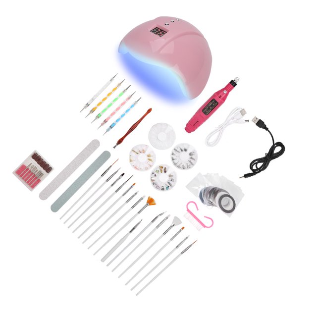 Kit de decoración de uñas BuyWeek con luz ultravioleta taladro eléctrico y 12 chips de luz